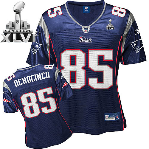 Patriots #85 Chad Ochocinco Blue Women's Team Color Super Bowl XLVI Stitched NFL Jersey
